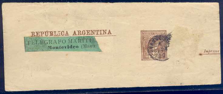 ARGENTINA 1889 WRAPPER H&G E8 MAJOR VARIETY USED RARE!