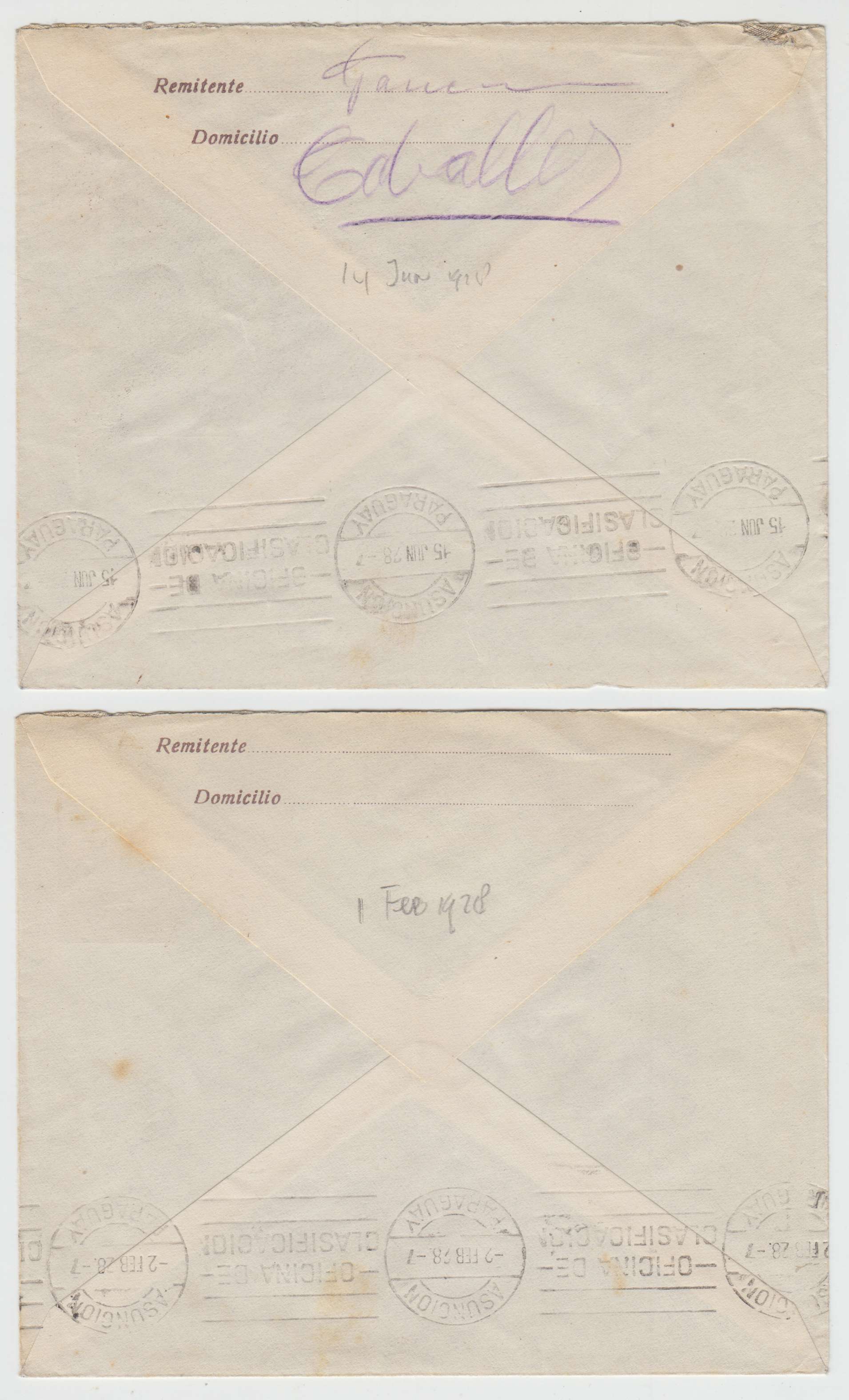Paraguay 1928 — Envelopes