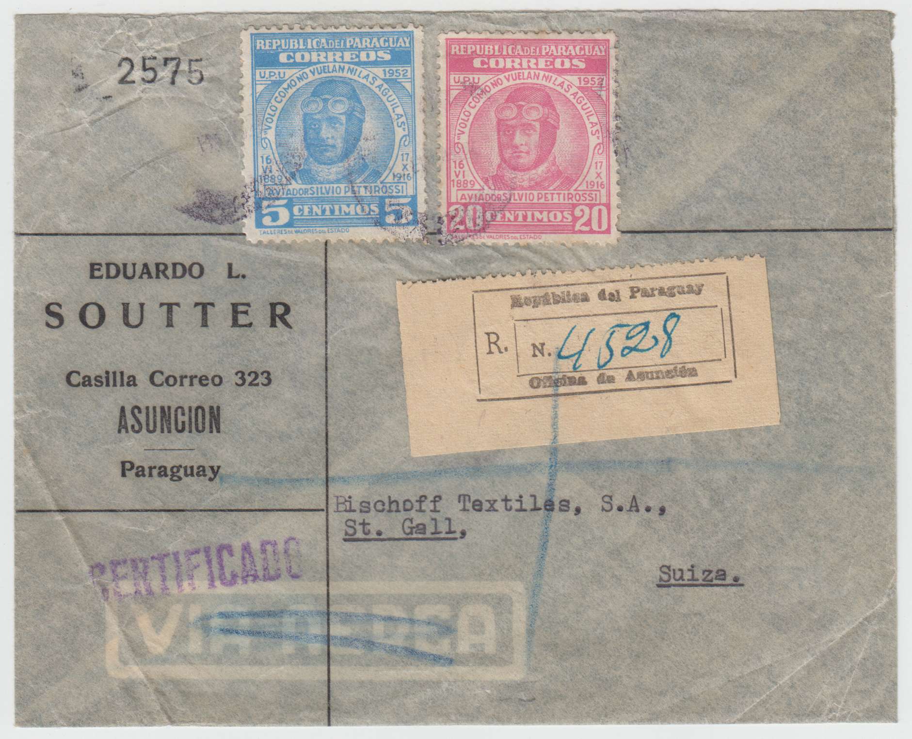 Paraguay 1940 — Better trio of R-covers including high frankings