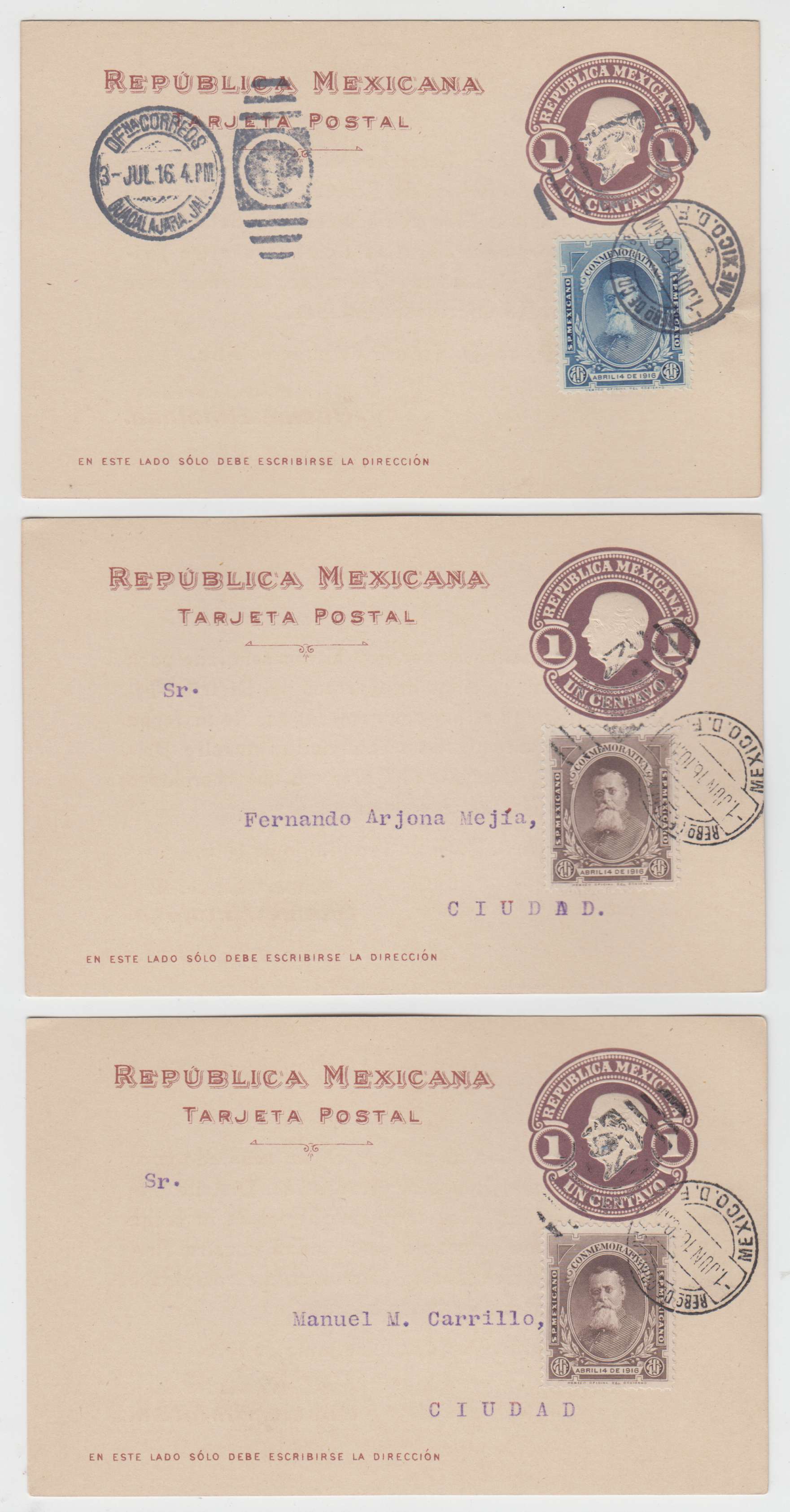 Mexico 1916 — Mepsi Pc117+ Scott 574 & 575