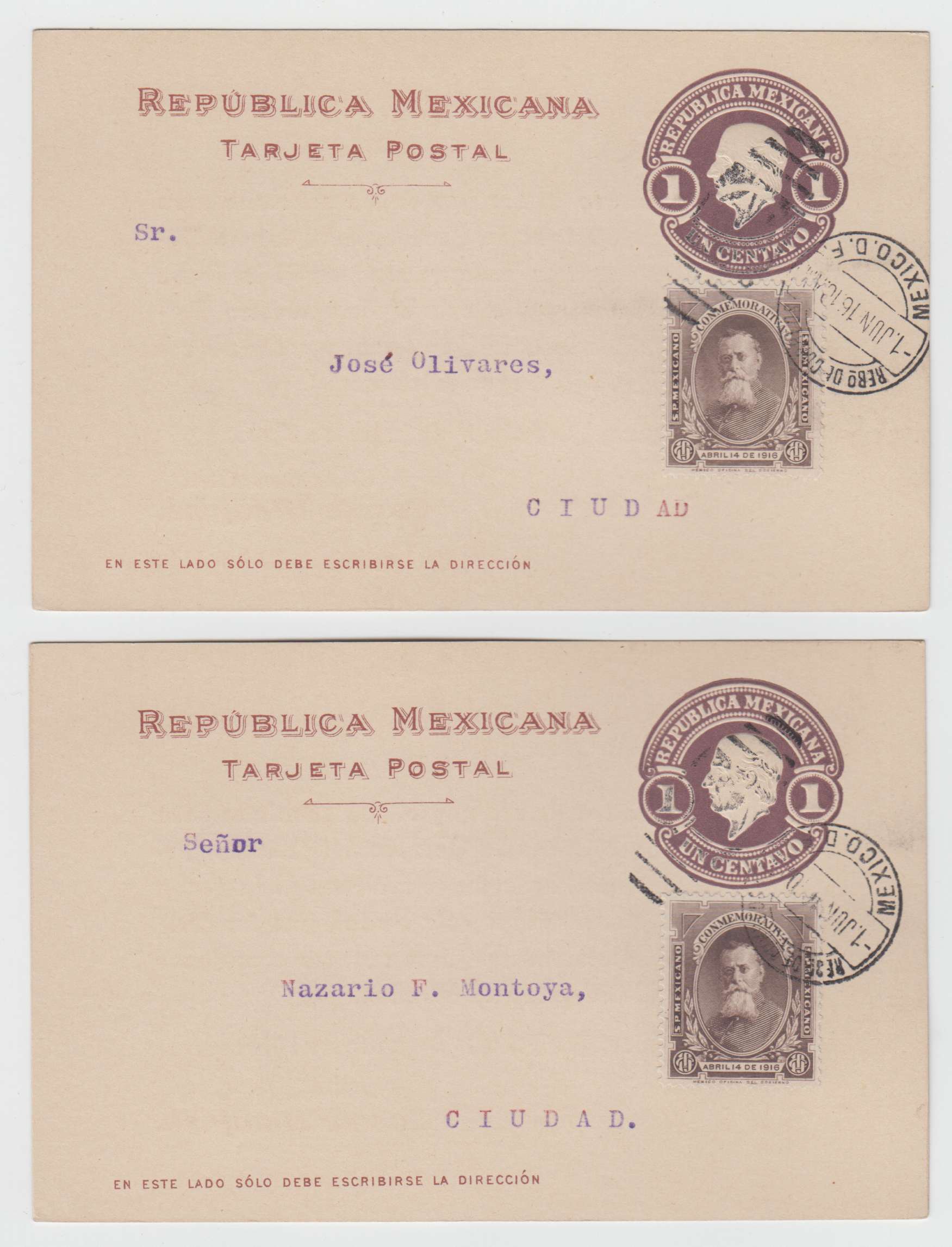 Mexico 1916 — Mepsi Pc117+ Scott 574 & 575