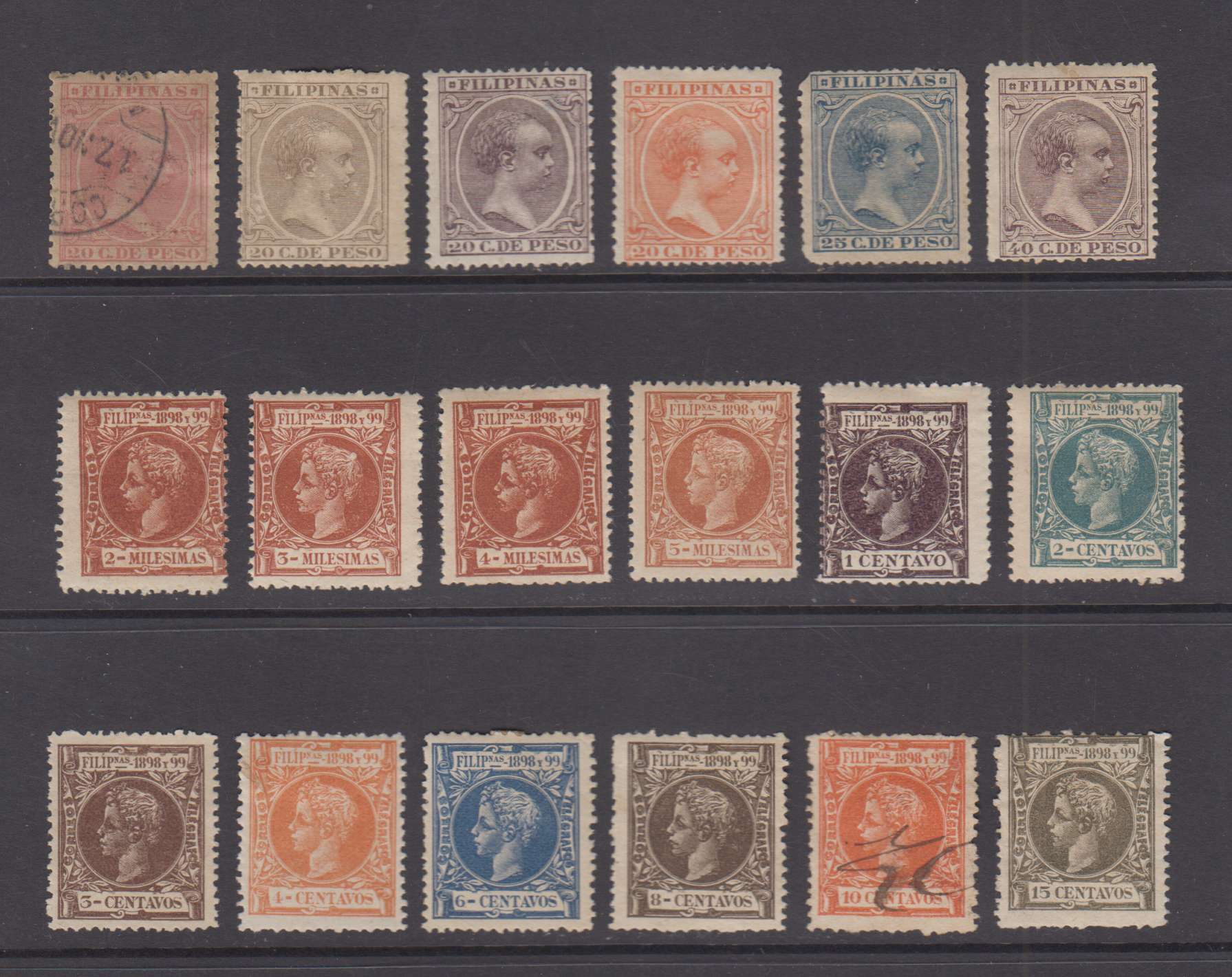 Philippines 1890 — Scott 140 thru 179, 193 thru 210 & P5 thru P20 not complete