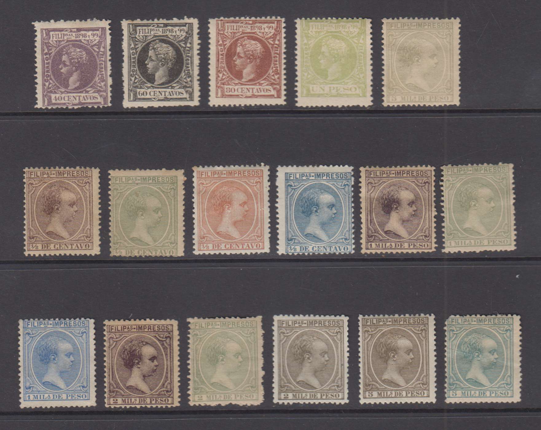 Philippines 1890 — Scott 140 thru 179, 193 thru 210 & P5 thru P20 not complete