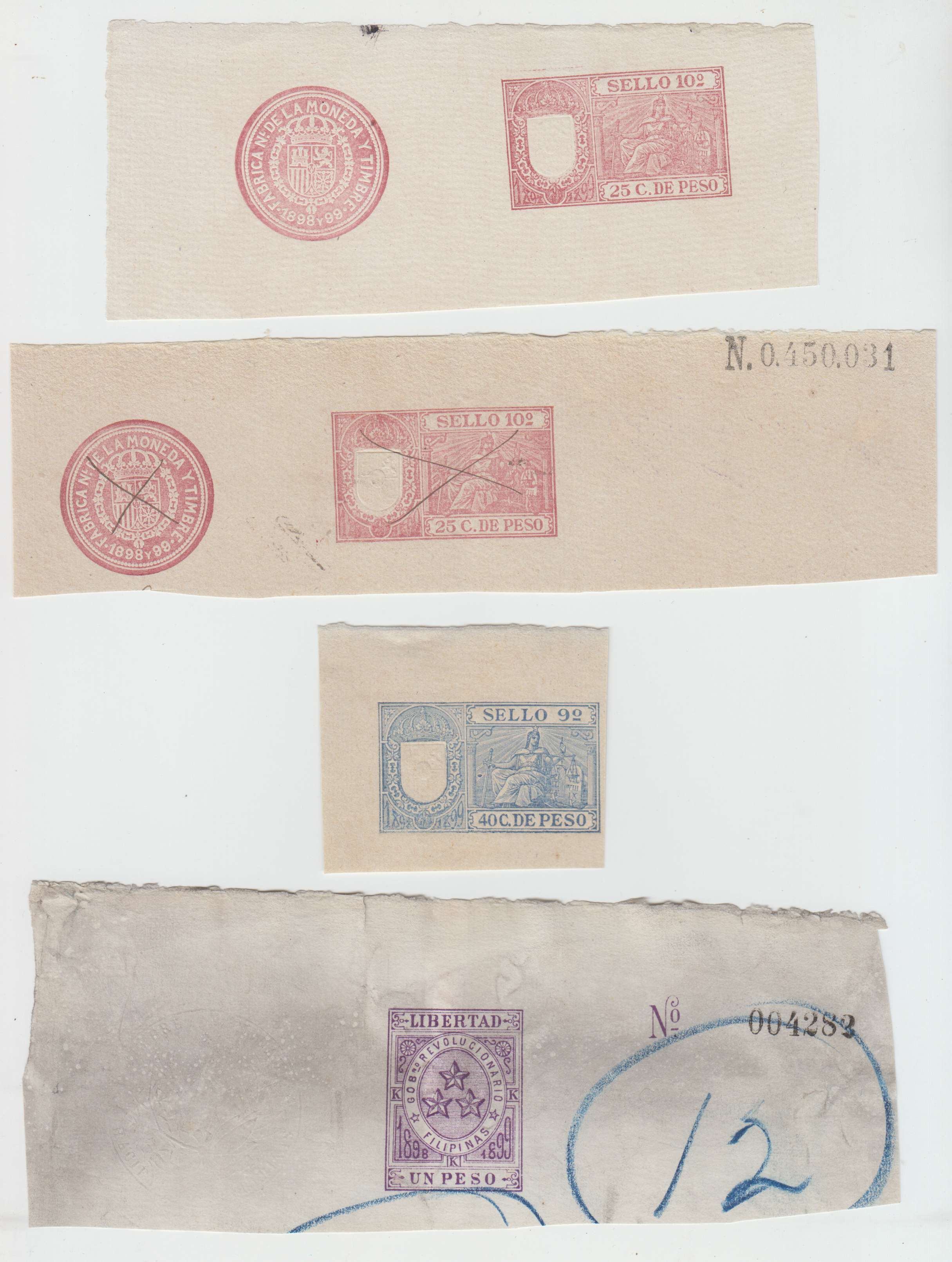Philippines 1870 — Stamped paper cut outs