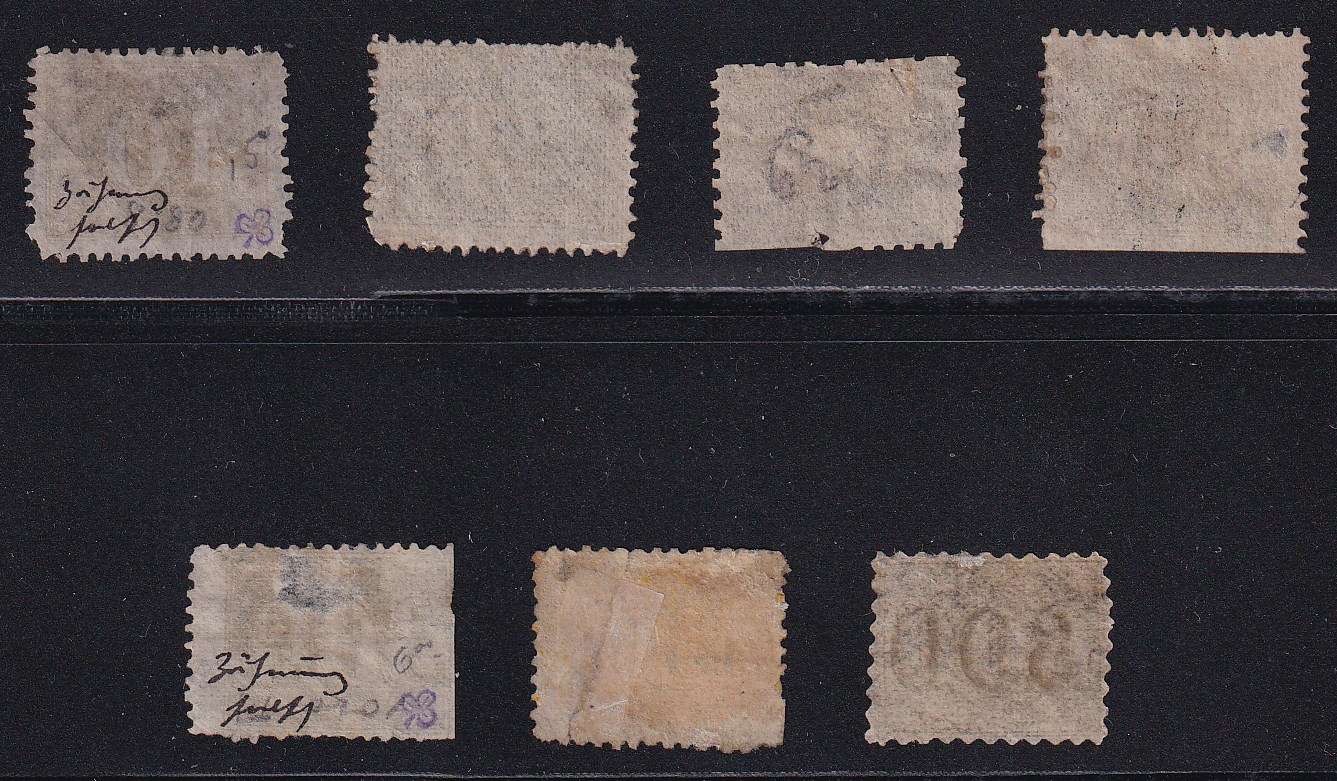 Brazil 1866 — Scott 42, 44, 46-47 & 50-52 top values
