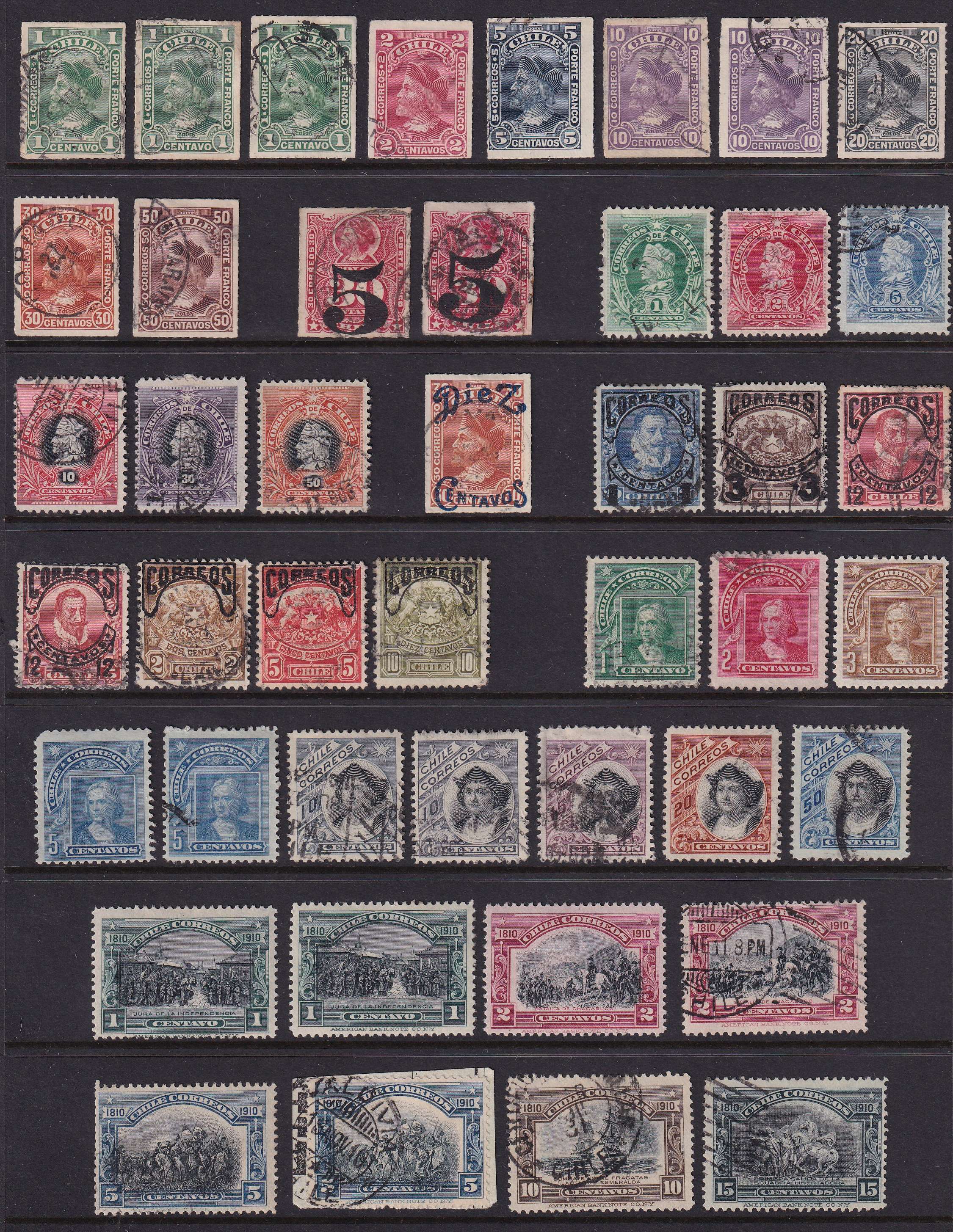 Chile — Better group of 137 stamps including classics, postclassics, revenues used as postage &…