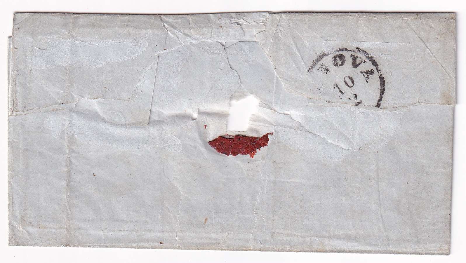 Italy 1858 — Scott 10, 11h (2x) & 13 on very faulty part of letter sheet, "Chambery" 8 Fev 58 cds to…