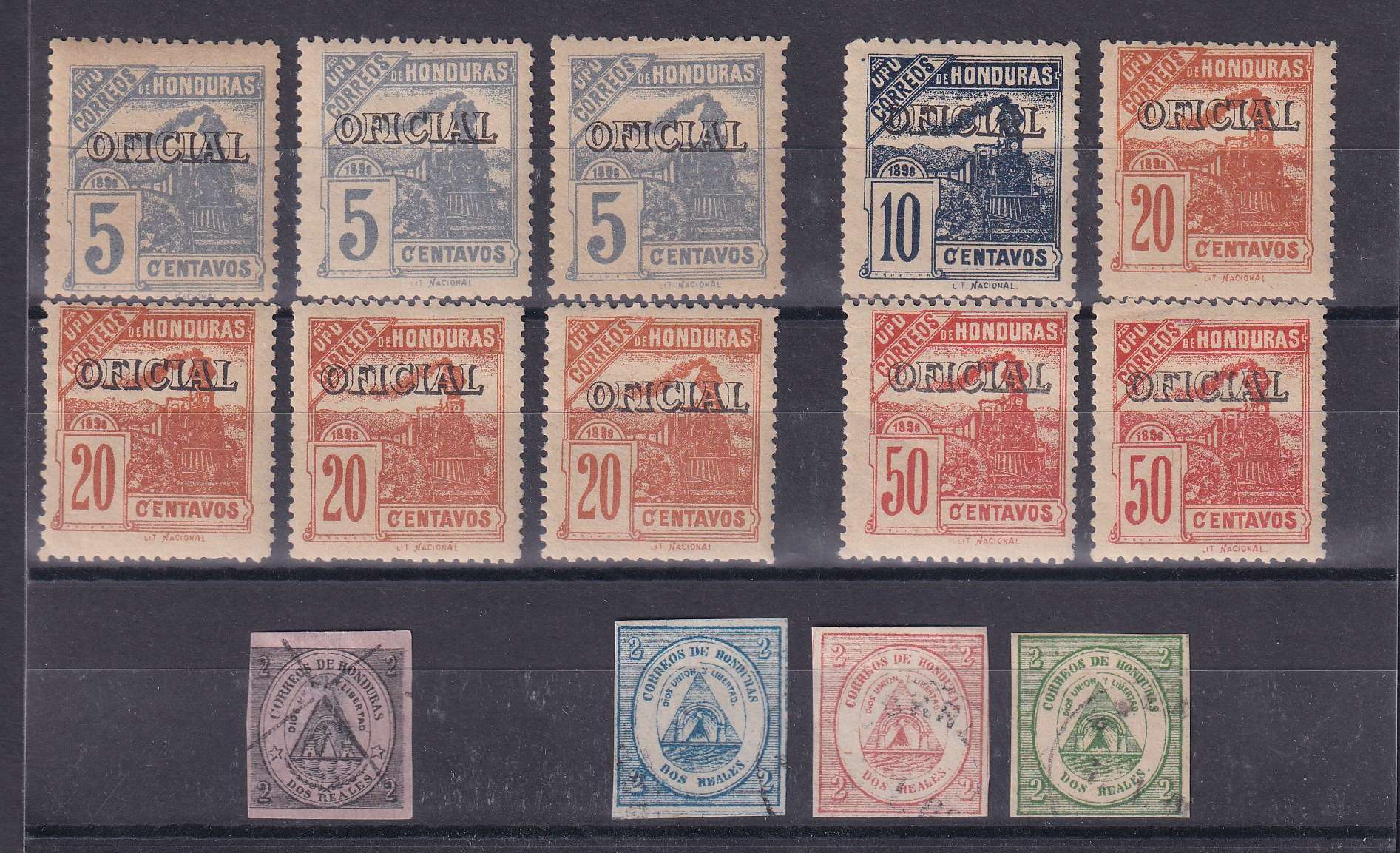 Honduras 1865 — Scott 1-2 & 023-026