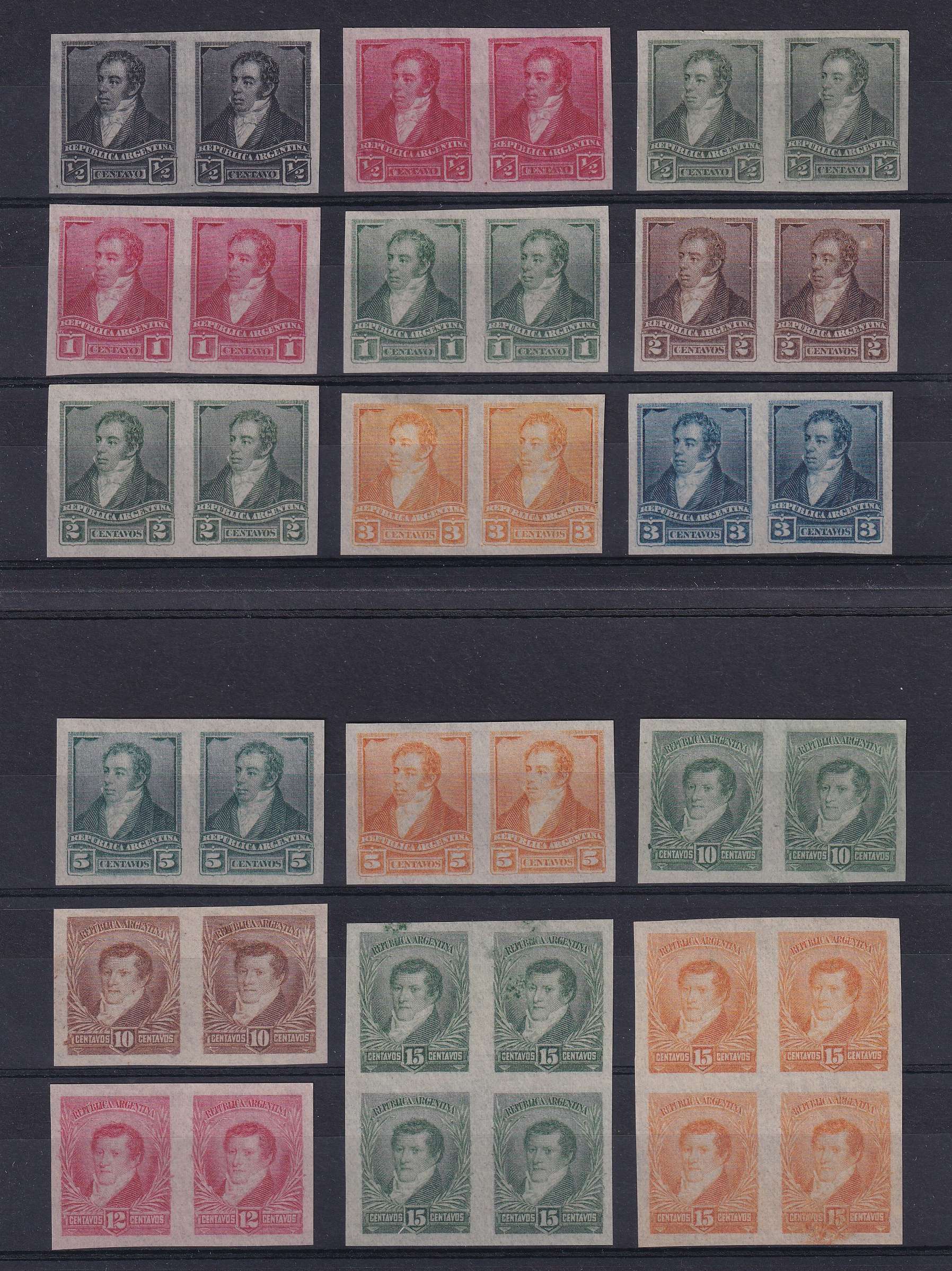 Argentina 1892 — Scott 92-101, 103-105 (top values) & 115